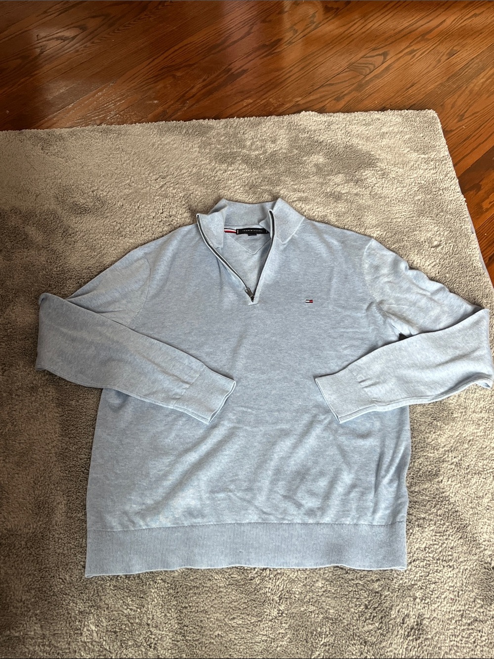 Tommy Hilfiger Pale Blue Half-Zip Pullover Sweater